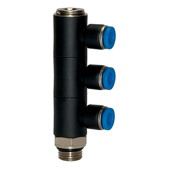 L-shaped distributor 3-way w hex. socket G thread - DSTR-3WAY-L-ROT-PLA-HS-ET-G1/4-PIP-12