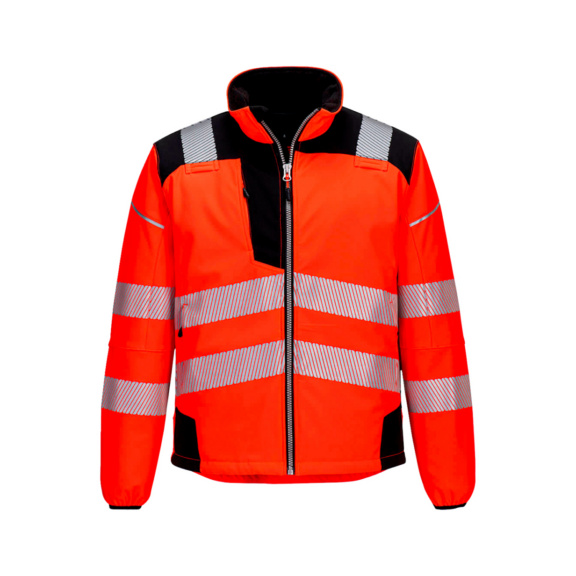 High-vis softshell jack. Portwest T402 logo Dexion - WRNSFTSHLLJAC-PORT-T402-DEXION-R-XXL-SPC