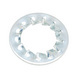 Serrated lock washer, internally serrated, shape J DIN 6798 zinc-plated steel, blue passivated (A2K). Internally serrated. - 1