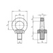 Anneau de levage mâle monté sur roulement à billes, rotatif, aucune clé - BLT-RG-BALBEAR-WO.KEY-10-360-(2,3T)-M20 - 2