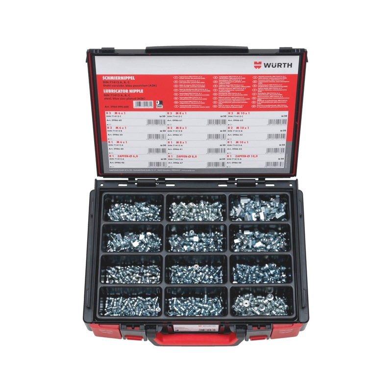 Set 60 Ingrassatori M6 M8 M10 Con Testine 45° 90° 180°, Raccordo Per Pistola Grasso In Ferro Nichelato, Scatola Portaoggetti Regolabile Per Macchine E Attrezzature - 2