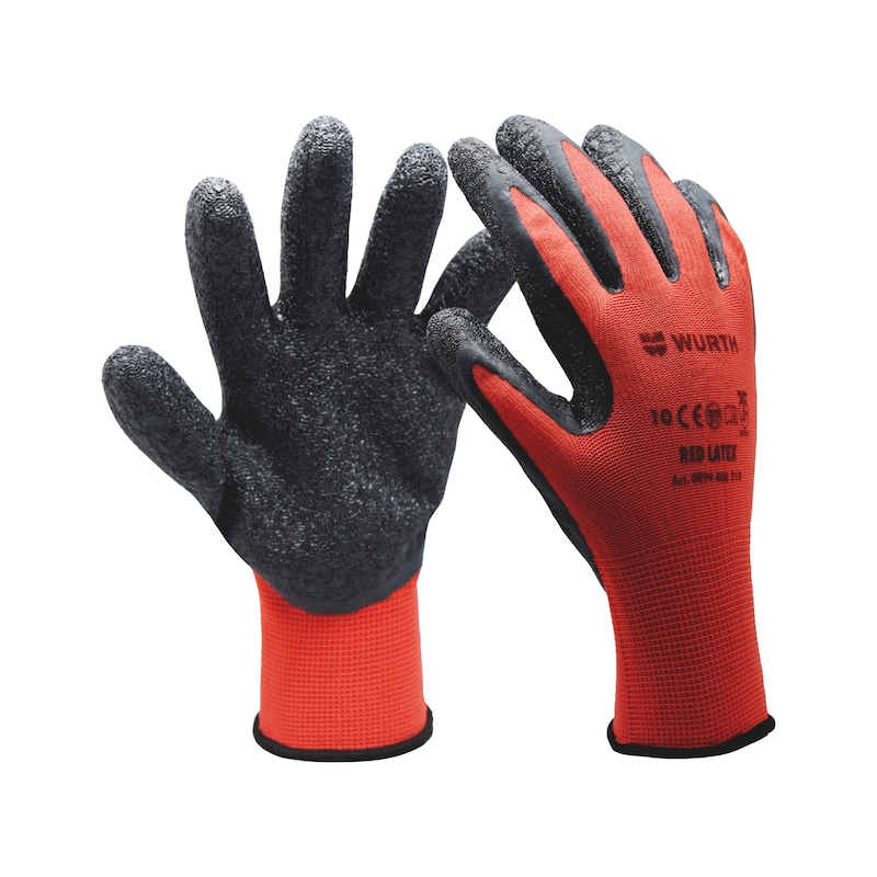 Protective glove latex red