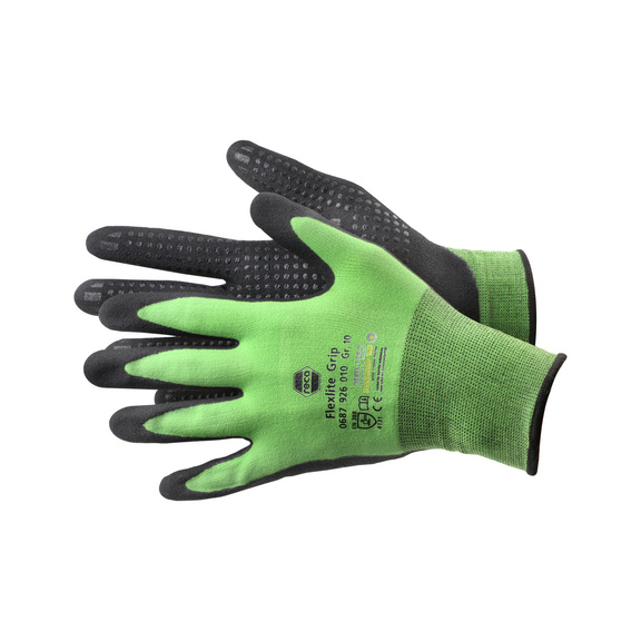 Guantes de protección Flexlite Grip - Guantes protección Flexlite Grip EN388 - 4121X, tejido elastano/nailon, talla 10