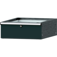 Suspended drawer, lockable