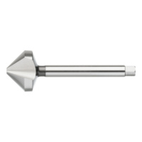 90° manual deburring tool, HSS, triple cutter with hexagonal shank for handle with collet chuck