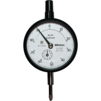 MITUTOYO dial gauge, 0.01-mm scale interval, measuring range 10 mm, scale 0–100