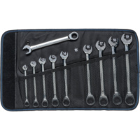 ATORN ratchet combination wrench set, 10 pcs, double-sided, in textile roll-up bag