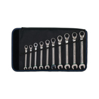 ATORN ratchet combination wrench set, 10 pcs, with reversing lever, in roll-up bag