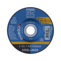 PFERD roughing disc 125 x 7.2 x 22.2 mm, depressed centre, soft, for steel/inox