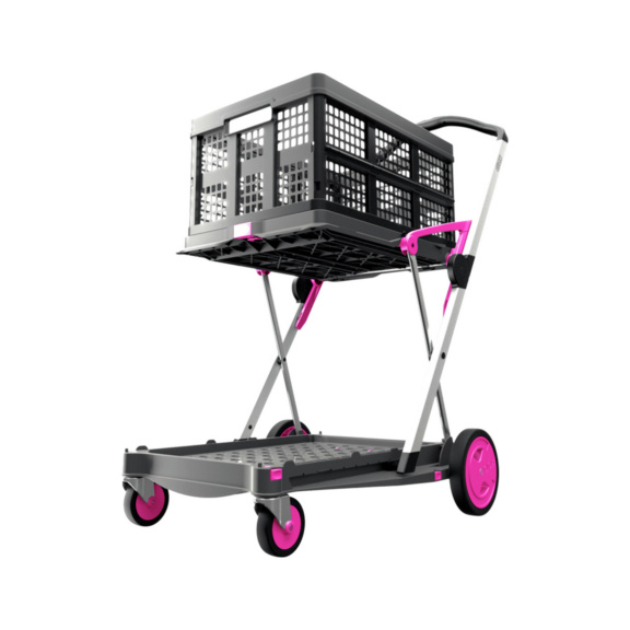 CLAX Klappmobil, Plattformwagen mit zwei Ebenenin, pink, komplett mit einer Box - Klappmobil