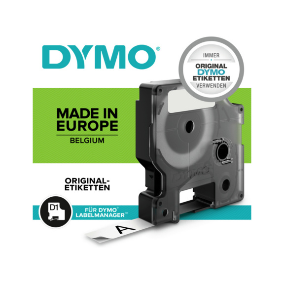 DYMO D 1 Nylon-Schriftband 12 mm x 3,5 m schwarz auf weiß - Schriftbänder High Performance D 1