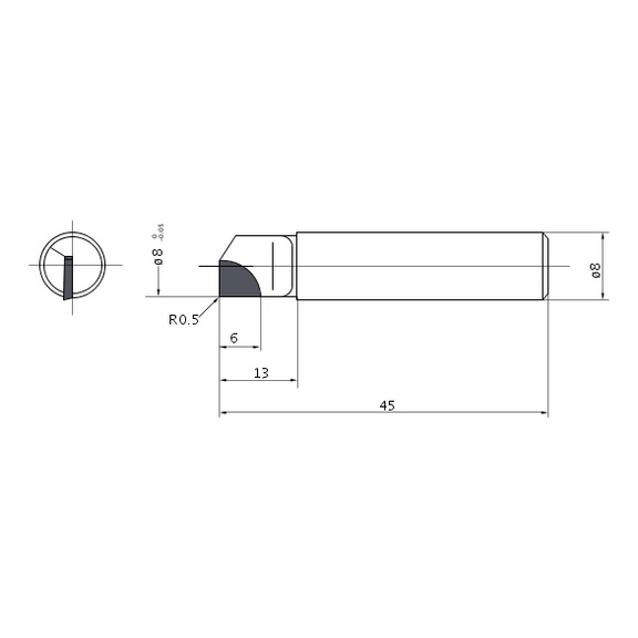 GBE08S0845 MB730 MITSUBISHI, CBN-Schaftfräser Ø8 mm - GBE, CBN-Schaftfräser