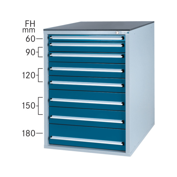 HK Werkzeugschrank System 800 S, Modell 32/8 GS - geprüft - Schubladenschrank System 800 S mit 8 Schubladen