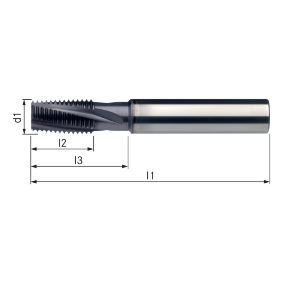 ATORN Gewindefräser m. Freistellung VHM TiAlN G 1/4 In DL/SL 2xD 10,0 mm HA - Mehrbereichsgewindefräser mit Halseinstich VHM TiAlN 15° Zylinderschaft HA