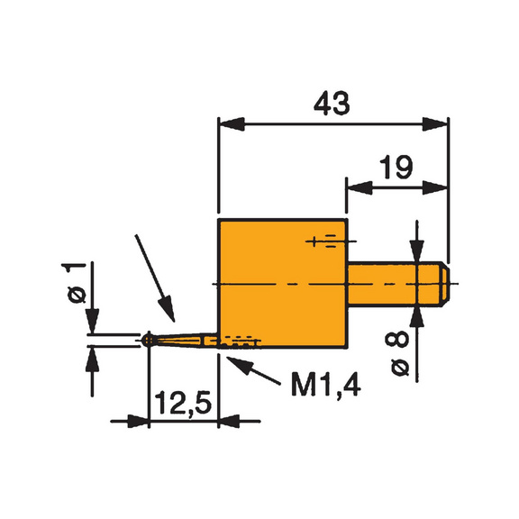 Montant pour embouts de mesure interchangeables