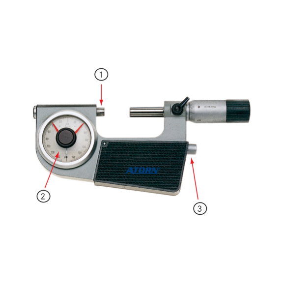 ATORN Feinzeiger-Messschraube 25-50 mm 0,001 mm DIN 863 - Feinzeiger-Messschraube