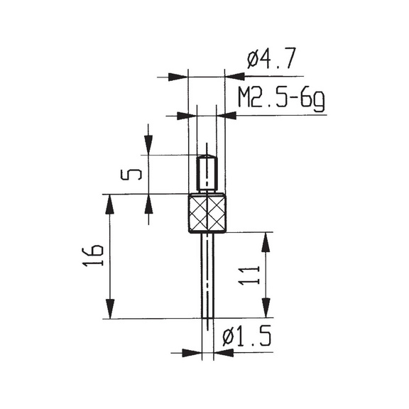 Embout de mesure type 14 longueur de touche 30 mm, diamètre 1,5 mm - Embouts de mesure M2,5