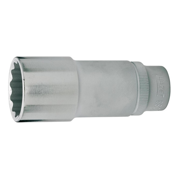 Douille longue HAZET 3/8 pouce 22 mm DIN 3124 avec double hexagone - Douille, longue