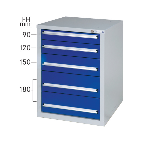 HK Unterbauschrank GS 5 RAL 7035/5010 - Werkbank-Unterbauschrank mit 5 Schubladen