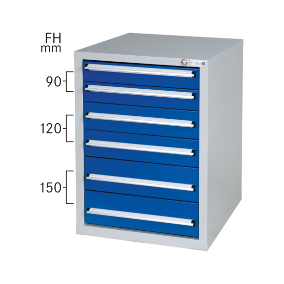 HK Unterbauschrank GS 6 RAL 7035/5010 - Werkbank-Unterbauschrank mit 6 Schubladen