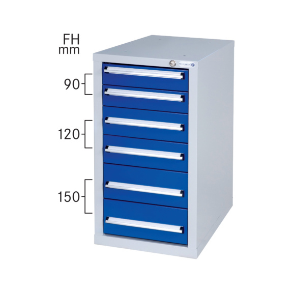 Unterbauschrank m.6 Teilausz.-Schubl., Tragf.100kg, 800x422x680mm - Werkbank-Unterbauschrank mit 6 Schubladen