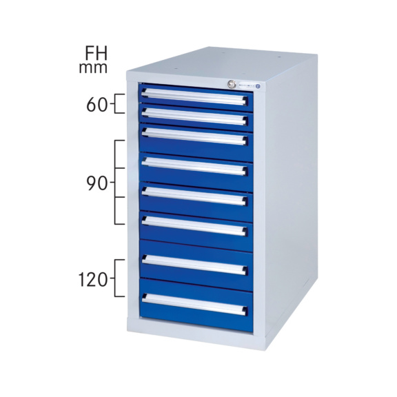 Unterbauschrank m.8 Vollausz.-Schubl., Tragf.70kg, 800x422x680mm - Werkbank-Unterbauschrank mit 8 Schubladen