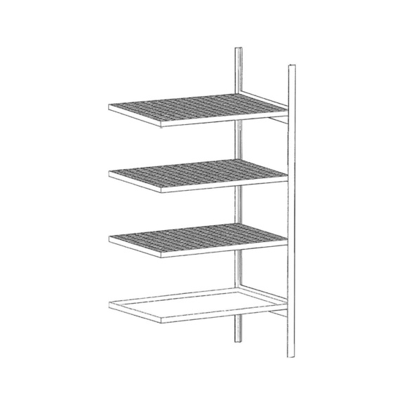 Anbauregal HxBxT 2000x1000x600 mm bestehend aus 3 Gitterrostböden,30 l - Kleingebinderegal