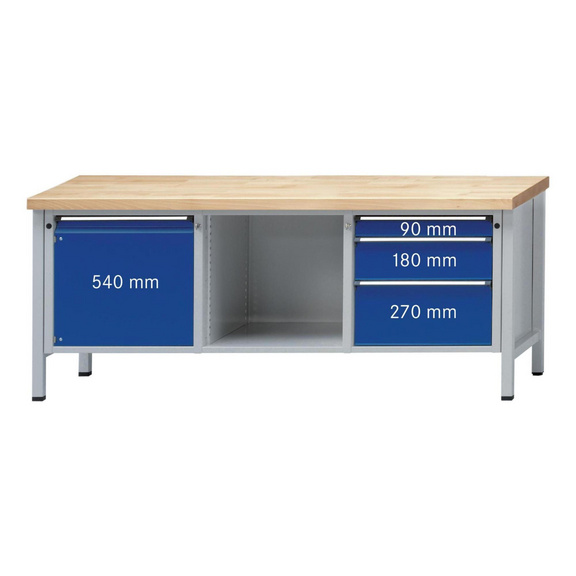 ANKE Werkbank Modell 146 V 2000x700x900 mm Platte Buche massiv, Farbe wählbar - Kasten-Werkbank Serie V 2000