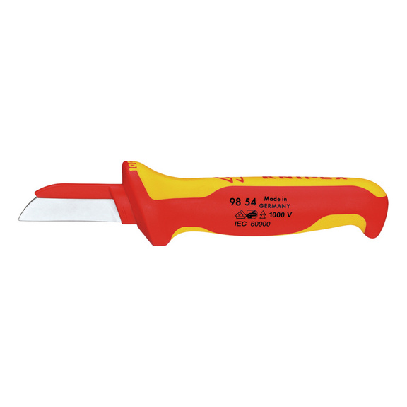 KNIPEX Kabelmesser VDE 180 mm gerade Klingenschutz 2-K Griff - VDE-Kabel- und Abmantelungsmesser