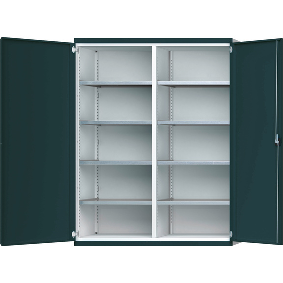 ANKE Schwerlastschrank mit Trennwand 1950x1485x630 mm mit 8 Fachböden 7035/7015 - Schwerlastschrank mit Mitteltrennwand - Tragfähigkeit 1200 kg