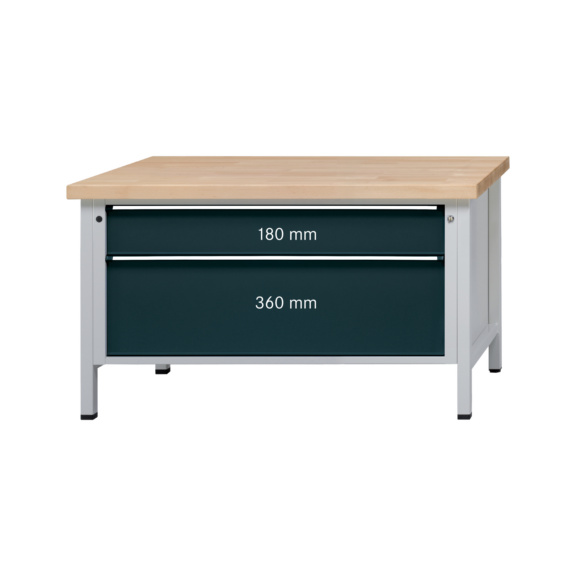 ANKE KastenWerkbank Modell 15VX Zinkblechbelag 1500x800x850 mm RAL 7035/7016 - Werkbank Serie VX 1500 mit XXL-Schubladen