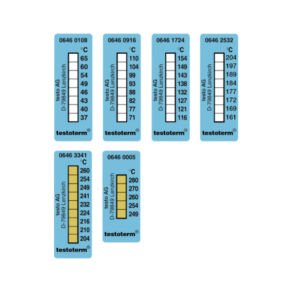 TESTO Messstreifen testoterm +71 Grad bis +110 Grad 50x18 mm 10er Pack - Temperatur-Messstreifen testoterm
