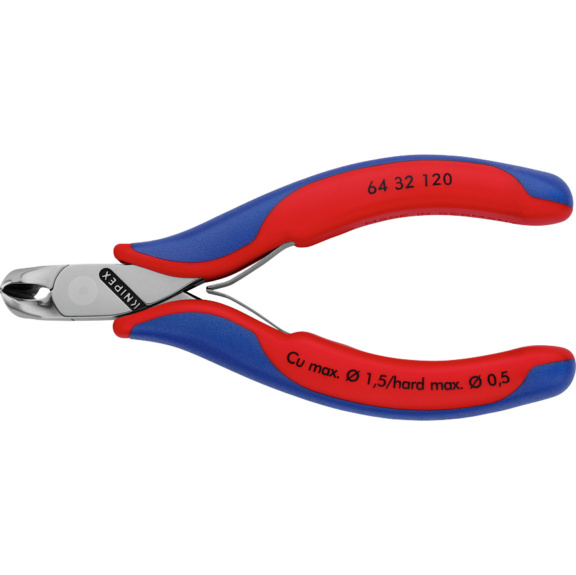 KNIPEX Elektronik-Vornschneider 120 mm kurzer Kopf mit kleiner Facette - Elektronik-Vornschneider