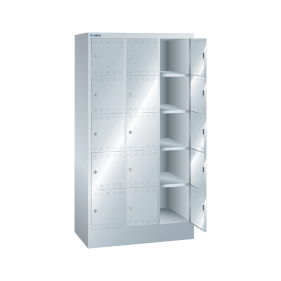 11.516.020 LISTA, Fächerschrank (BxTxH) 905x500x1695mm 3x5 Fächer R7035 - Fächerschrank