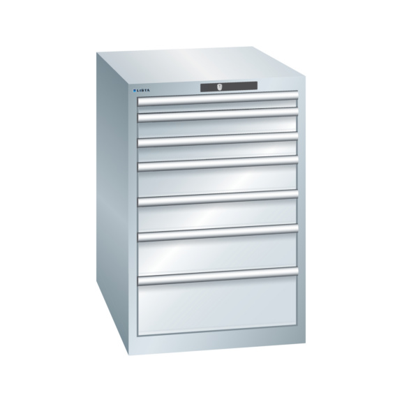 70.061.020 LISTA, Schubladenschrank 27x36E (BxTxH) 564x725x850mm RFID Lock R7035 - "Schubladenschrank, 7 Schubladen"