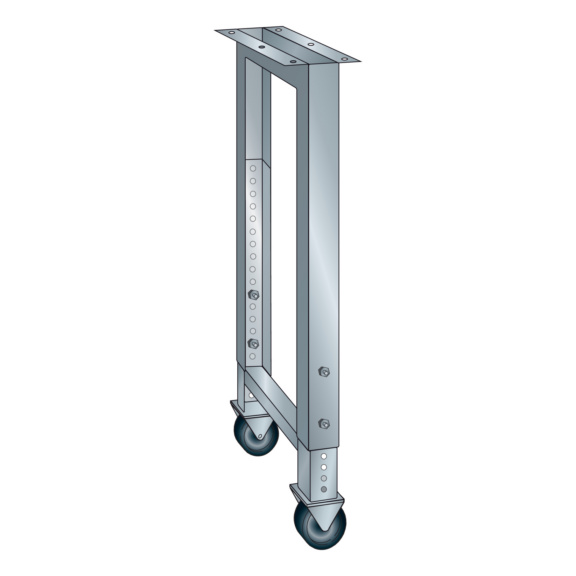 39.966.020 LISTA, Werkbankfuss fahrbar (BxTxH) 80x725x700-1050mm R7035 - "Werkbankfuss fahrbar"