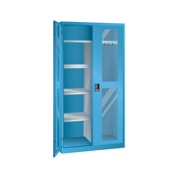 LISTA Armoire à portes à rabattement (lxPxH) 1000x500x1950mm verr. à CODE R5012 - Armoires à portes à rabattement