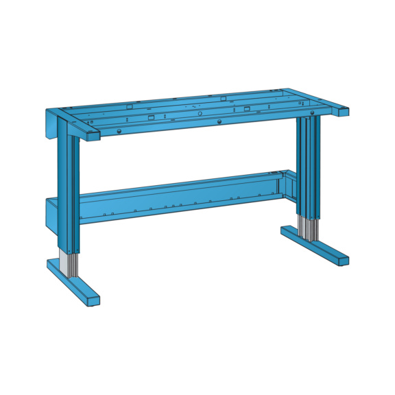 65.301.010 LISTA, Tischgestell (BxTxH) 1360x600x700-1100mm mit Klemmschrauben R5012 - "Tischgestell höhenverstellbar"