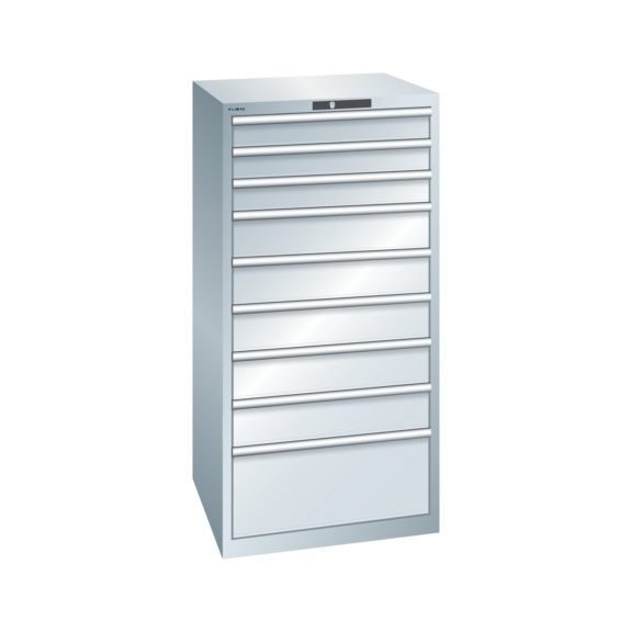 70.118.020 LISTA, Schubladenschrank 36x36E (BxTxH) 717x725x1450mm RFID Lock R7035 - "Schubladenschrank, 9 Schubladen"