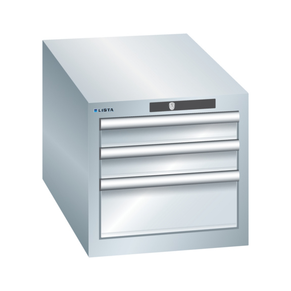 70.015.020 LISTA, Schubladenschrank 18x36E (BxTxH) 411x725x383mm RFID Lock R7035 - "Schubladenschrank, 3 Schubladen"