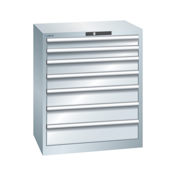 70.080.020 LISTA, Schubladenschrank 36x27E (BxTxH) 717x572x850mm RFID Lock R7035 - "Schubladenschrank, 7 Schubladen"