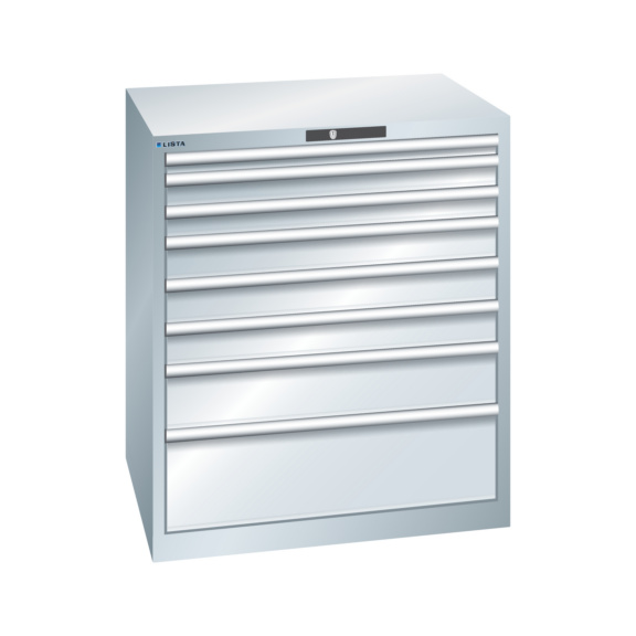 70.133.020 LISTA, Schubladenschrank 45x36E (BxTxH) 870x725x1000mm RFID Lock R7035 - "Schubladenschrank, 8 Schubladen"