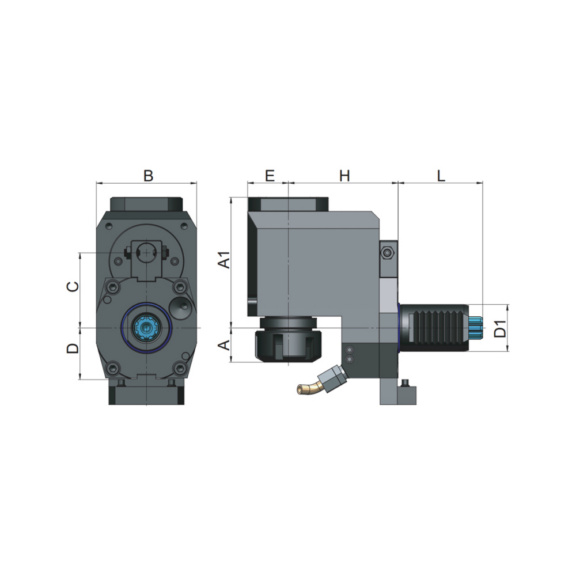 82RK30E25B070C47 EROGLU, Radial Bohr-und Fräskopf Spannzangenaufnahme DIN 6499 Sauter-Revolver DIN 5482 Typ B versetzt VDI30 ER25/2-16-70 C=47 - Radialhalter