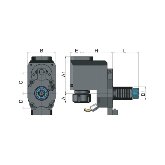 TORK30E25A070C63 EROGLU, Radial Bohr-und Fräskopf Spannzangenaufnahme DIN 6499 Baruffaldi TOEM Typ A versetzt VDI30 ER25/2-16-70 C=63 - Radial Fräskopf, Baruffaldi TOEM