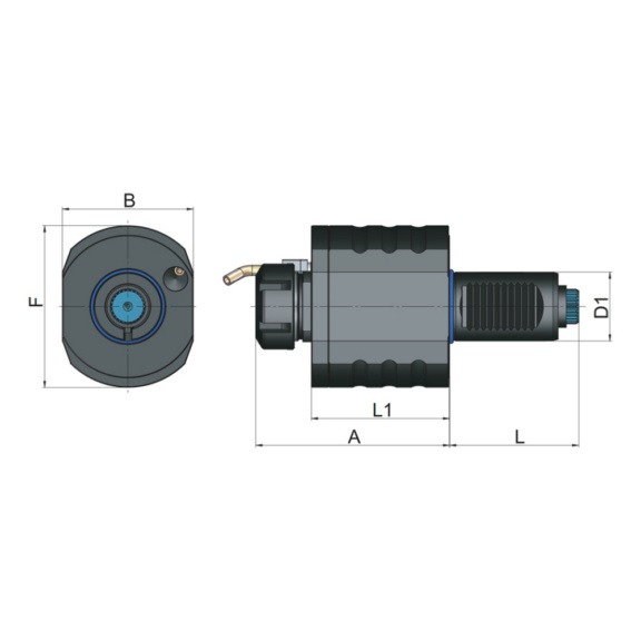 80AX25E25084 EROGLU, Axial Bohr-und Fräskopf Spannzangenaufnahme DIN 6499 Sauter-Revolver DIN 5480 VDI25 ER25/2-16-84 - Axial-Fräskopf, Sauter-Revolver