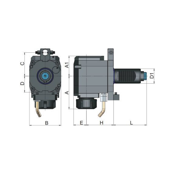 80RA50E40B075C63 EROGLU, Radial Bohr-und Fräskopf Spannzangenaufnahme DIN 6499 Sauter-Revolver DIN 5480 Typ B VDI50 ER40/3-26-75 C=63 - Radial-Fräskopf, Sauter-Revolver