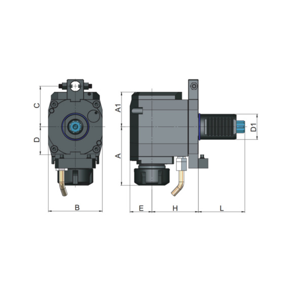 82RA30E25A055C63 EROGLU, Radial Bohr-und Fräskopf Spannzangenaufnahme DIN 6499 Sauter-Revolver DIN 5482 Typ A VDI30 ER25/2-16-55 C=63 - Radialhalter