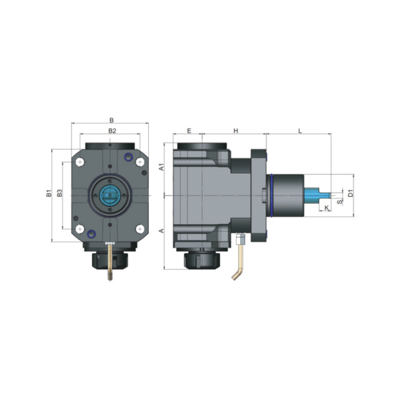 MSRA60E40AB090 EROGLU, Radial Bohr-und Fräskopf Spannzangenaufnahme DIN 6499 Mori Seiki BMT60 NL-NT D=60 ER40/3-26-90 - Radial-Fräskopf, Mori Seiki