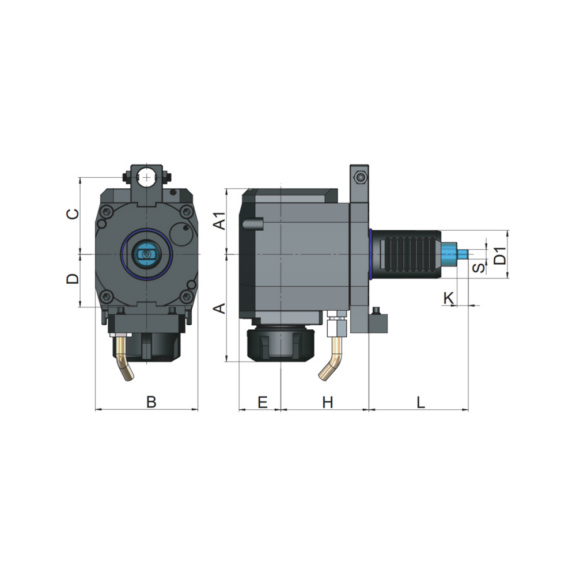 09RA40E40A065C56 EROGLU, Radial Bohr-und Fräskopf Spannzangenaufnahme DIN 6499 Duplomatic DIN 1809 Typ A VDI40 ER40/3-26-65 C=56 - Radial-Fräskopf, Duplomatic