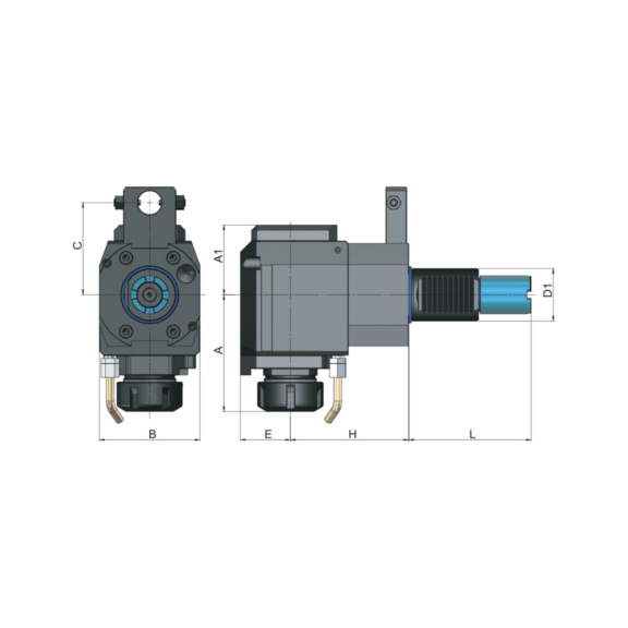 O2RA40E32A090D50 EROGLU, Radial Bohr-und Fräskopf Spannzangenaufnahme DIN 6499 Okuma LB 300 M Typ A VDI40 ER32/2-20 90 D=50 - Radial-Fräskopf, Okuma